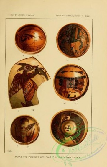 crockery-00154 - 025-Bowls and potsherd with figures of birds from sikyatki