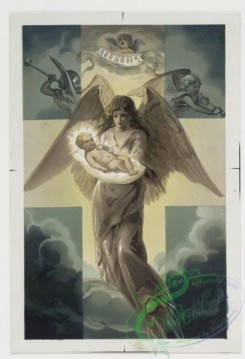 angels-00019 - 144-Christmas cards depicting an angel presenting the Christ child and decorative vase with flowers.101882 [1220x1784]