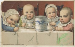 ephemera_advertising_trading_cards-00653 - 0653-Children, babies, eating, dinner, spoons, holding, bottle, table [3000x1910]