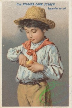 ephemera_advertising_trading_cards-00820 - 0820-Boy in straw hat, eating apple, pants, red tie [2021x3000]