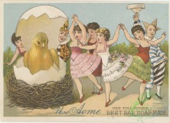 ephemera_advertising_trading_cards-00857 - 0857-Girls dancing, Circus, Giant nestling egg, nest [3000x2185]