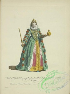 fashion-00973 - 215-Habit of Elizabeth Queen of England as protectoress of the states of Holland, L'habillement d'Elisabeth reine d'Angleterre comme protectrice des Etats