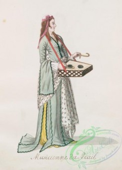 fashion-01537 - 049-Musicienne du serail, She holds a type of zither on a harness around her neck and hits the strings with two crooked sticks, (76)