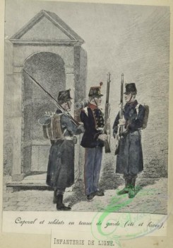 military_fashion-00867 - 105697-Belgium, 1897-1899-Caporal et soldats en tenue de garde (ete et hiver). 1897