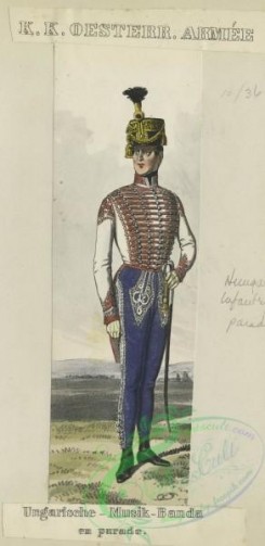 military_fashion-02864 - 104800-Austria, 1848-K.K Osterreich Armee, Ungarische-Musik-Banda en Parade