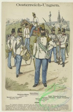 military_fashion-02922 - 104869-Austria, 1849-1860-Oesterreich-Ungarn - Hornist und Trommler (Deutsche Inf.), Subaltern-Offizier (Ungar. Inf.), Stabs-Offizier (Deutsche Inf.), Regiments-Tambour (Deuts