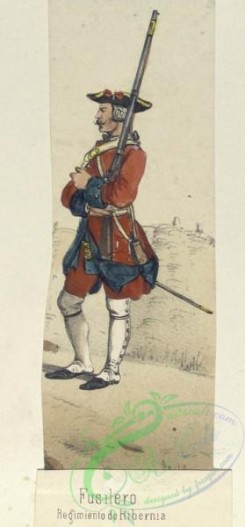 military_fashion-04585 - 106625-Spain, 1700-1744-Fusilero. Regimiento de Hibernia. 1710-1750