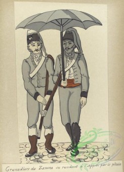 military_fashion-04671 - 200294-Spain, 1806-Grenadiers de Zamora se rendant a l'appel par la pluie (1806)
