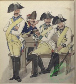 military_fashion-08006 - 103081-Netherlands, 1779-1782-1. Gardes Dargonders (Lijfeskadron), 2. Oranje - Carabiniers, 3. Hessen - Philipsthal (W. Landgraaf van), 4. Tuyll van Serooskerken (H.J. Baron van)