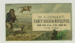 prang_cards_animals-00215 - 1399-Trade cards depicting a cat playing the fiddle, a cow jumping over the moon, a dog, dish, spoon, window, hay bale, seesaw, and African Americans-i 101599