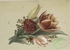 prang_cards_botanicals-00107 - 0661-Easter cards with decorative crosses, Valentines and birthday cards depicting flowers-'Tulips and Pinks' and 'Snowballs and Pinks' 107182
