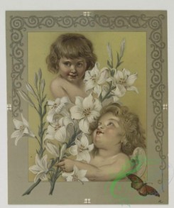 prang_cards_kids-00077 - 0545-Easter and Christmas cards depicting young girls, flowers, holly, and butterflies 106552