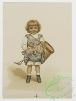 prang_cards_kids-00099 - 0701-Christmas cards depicting young girls, dolls, snow, umbrellas, a bed and a fireplace 107369